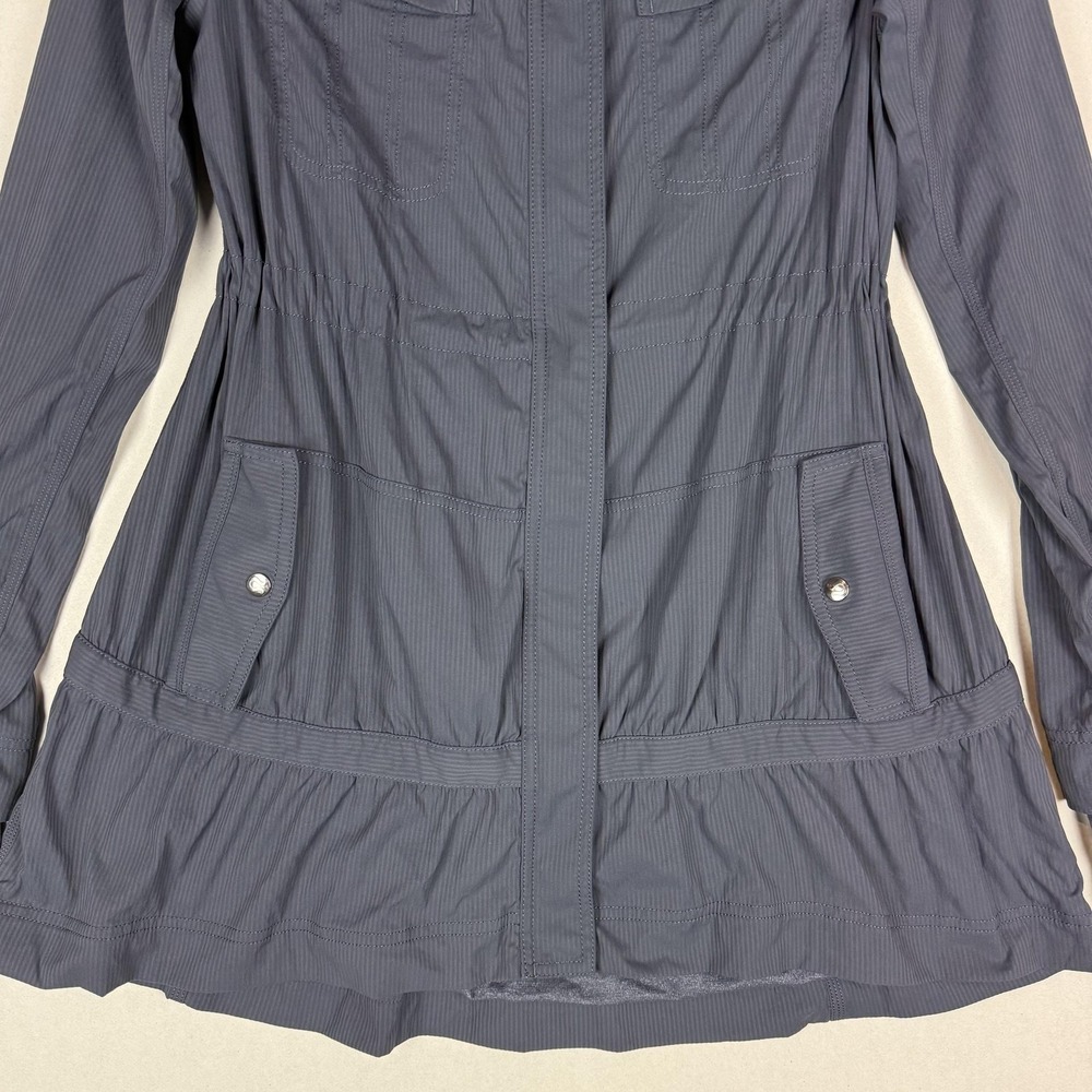 Lululemon Jacket Womens Small Blue Hooded Full Zip Windbreaker Long Ruffle Hem - Picture 4 of 15